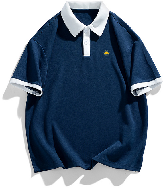 ANYOU 남녀공용 여름 색배합 폴로티 반팔 캐주얼 카라티셔츠 루즈핏 티셔츠 트렌디 의류