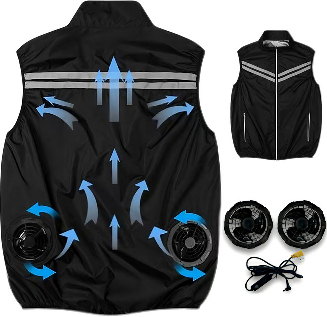 [KC인증] 선풍기 옷 선풍기 조끼 여름 쿨링 아이스 쿨 조끼 아이스 냉방 KTF-8