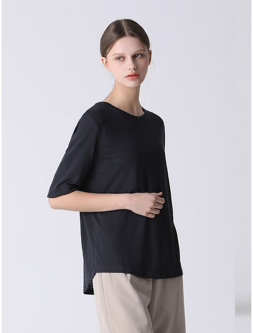 르오트 감각적인 미니멀 린넨 블렌디드 티셔츠