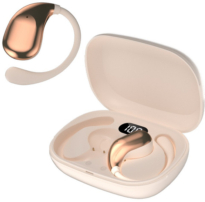 Wapik 귀걸이형 무선 블루투스 이어폰 R3 오픈형 ENC고음질, 아이보리