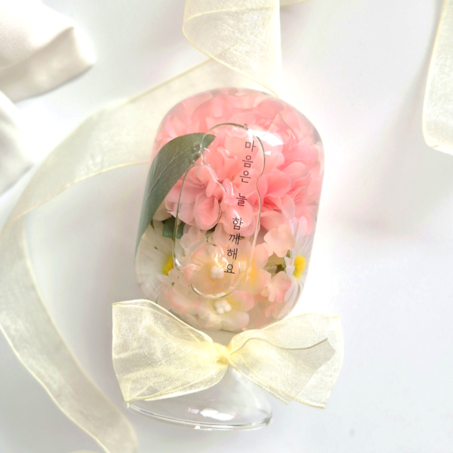 (달빛마녀캔들)DIY상품 조화 플라워4종1택 하바리움 만들기 키트 250ml, 핑크키트