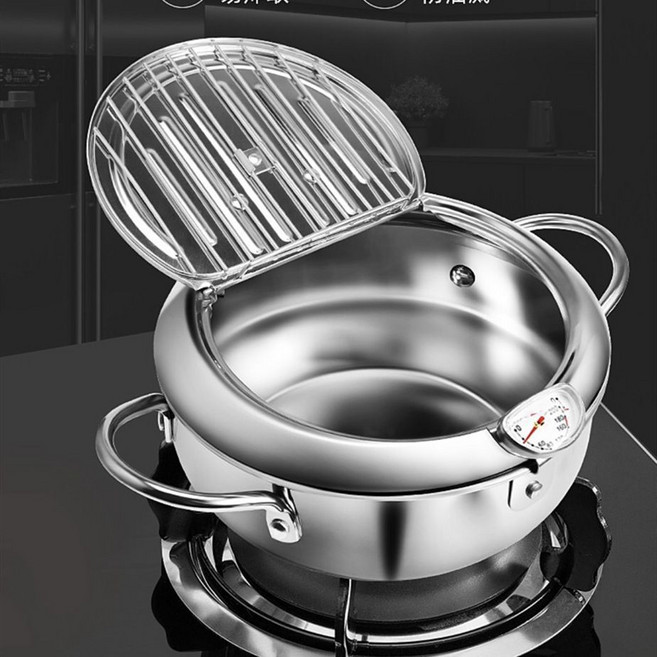 일본 수입 프라이팬 가정용 스테인레스 일본식 튀김 팬 절약 온도 조절, 튀김기24 CM, 1개