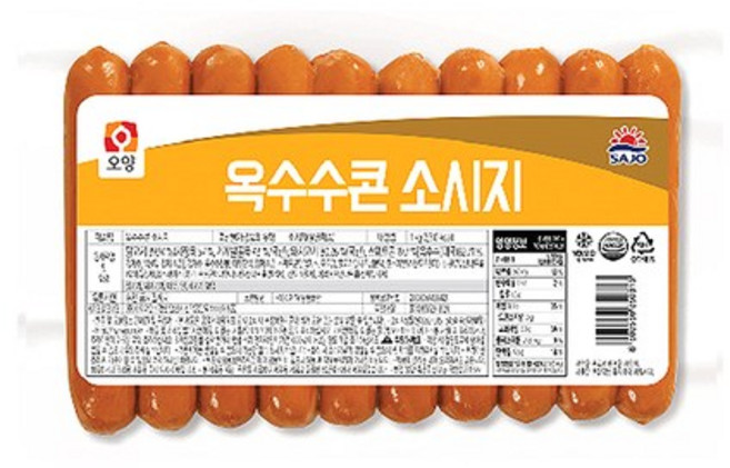 사조 옥수수맛 소시지1kg 핫도그/후랑크/옥수수콘맛소세지/핫바, 7개, 1kg