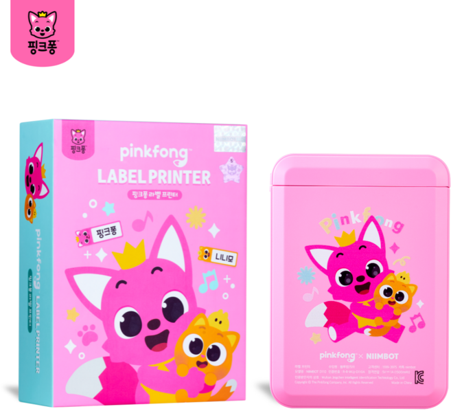 님봇 D110 핑크퐁 아기상어 네임스티커 라벨프린터 (기본 라벨지 포함), 1개, D110핑크퐁 (라벨지1개포함)