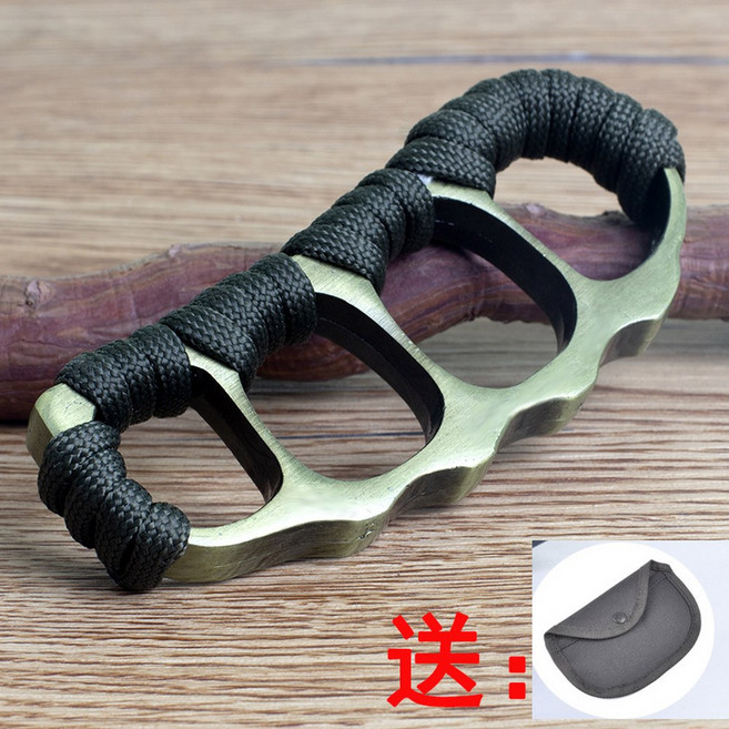 티타늄 호신용 너클 미니 호랑이 너클반지 청색 호신용너클 무기 로프끈 보호 검정, 브론즈 밴드 완두콩 꼬투리, 1개