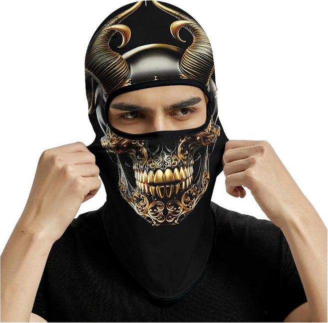 오바클 발라클라바 페이스 마스크 남성 경량 스키 사냥 사이클링 낚시용, Large, Skull Gold Sheep Face, Skull Gold Sheep Face, 1개