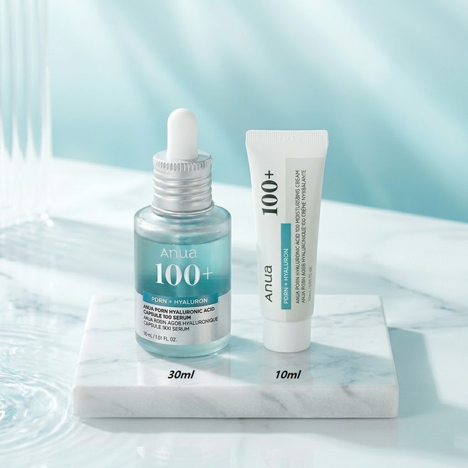 아누아 PDRN 히알루론산 세럼 크림 세트 속건조 개선 수분광채 탄력 피부케어 30ml+10ml, 1개, 40ml