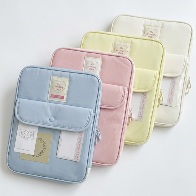 MOJINI 커스텀 태블릿파우치 예쁜 태블릿파우치 아이패드 멀티수납 갤럭시탭 보호커버 캔버스 가방, 1개