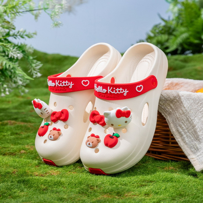 산리오 공식 라이선스 어린이 성인 신발 아웃도어 미끄럼방지 EVA 슬리퍼+준펑이커머스 머리끈