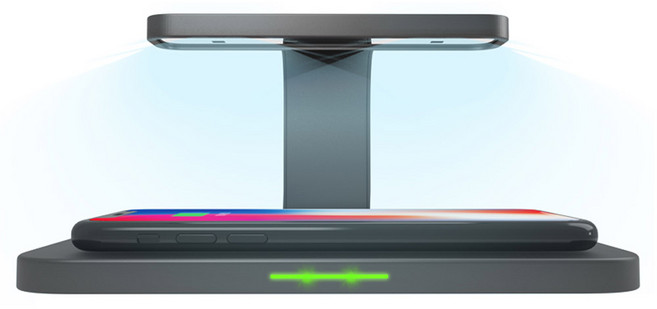 맥로이드 휴대폰 살균 무선충전기 UV살균 3코일 리모컨살균, 다크그레이, 1개