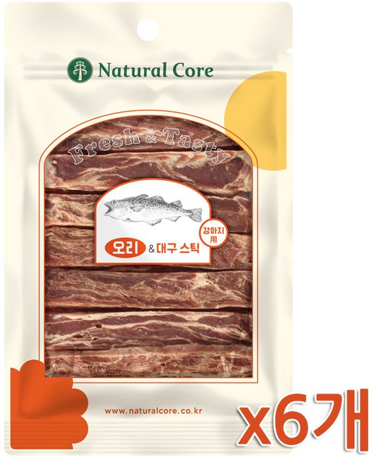 네츄럴코어 대구 스틱 강아지간식, 6개, 90g, 대구+오리
