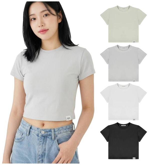 여성 기능성 크롭 반팔티 쿨링 세미크롭 운동 크롭티