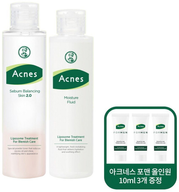 아크네스 세범 밸런싱 스킨 200ml +모이스처 플루이드 150ml 증정포맨올인원1, 1개