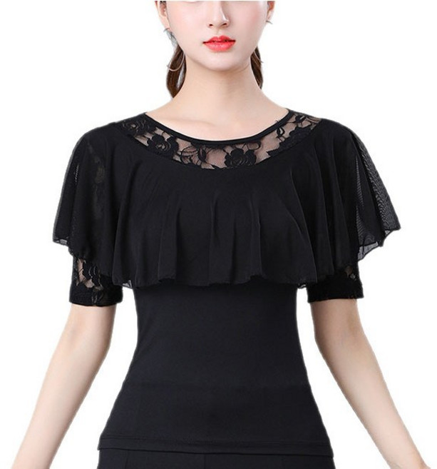 여성용 망사 수술 긴팔 2Colour 라인 댄스복