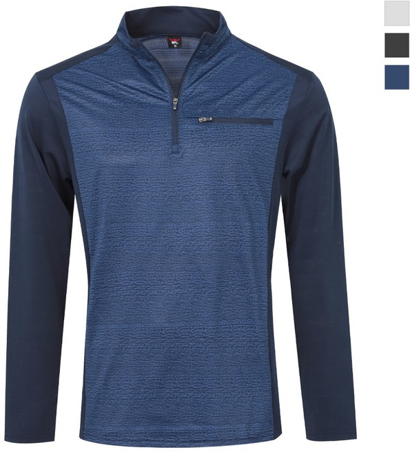 제로다몰 남성 봄 여름 아웃도어 일상복 아이스 스판 메쉬 하프집업 등산 티셔츠