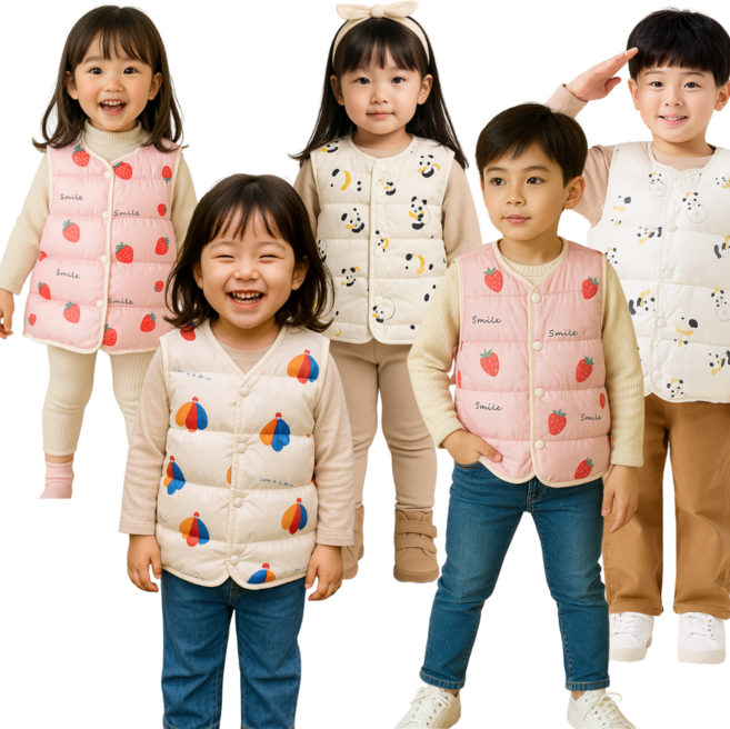 찌니미니마켓 KC인증 1+1 유아 아기 봄 여름 가을 경량 패딩 조끼 간절기 초경량 베스트