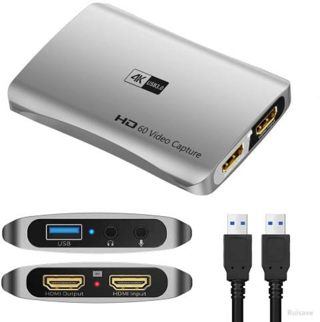 비디오 동영상 PC 영상 변환기 편집기 캡쳐 카드 캡처 보드 게임 스트리밍 USB 3.0 PS4 5 1080P 60fps, 2) MS2131New