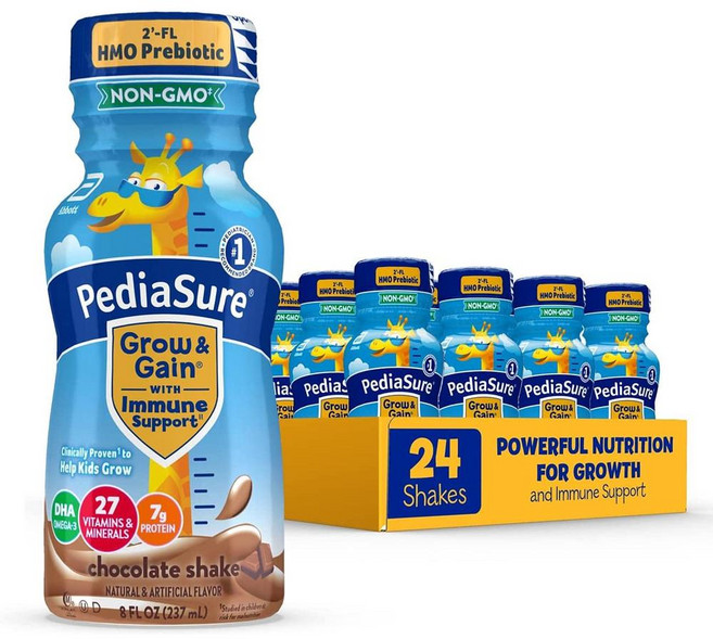 Abbott 페디아슈어 그로우 앤 게인 쉐이크 초콜릿 237ml x 24팩 2FL HMO 프리바이오틱, 24세트