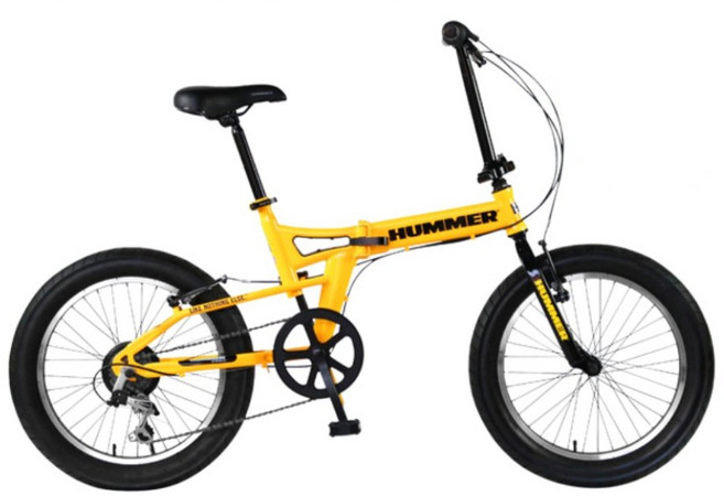 HUMMER 접이식 자전거 펫타이어 20인치 6단기어 FDB206FAT-BIKE, 1개, 157cm, 옐로우
