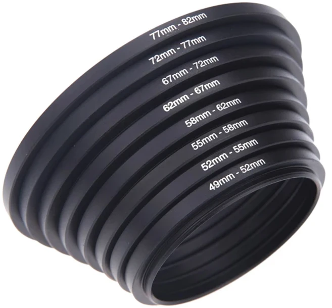 37-49 49-52 52-55 55-58 58-62 62-67 67-72 72-77 77-82mm 금속 스텝 업 링 렌즈 어댑터 필터 세트 알루미, 01 67mm-72mm
