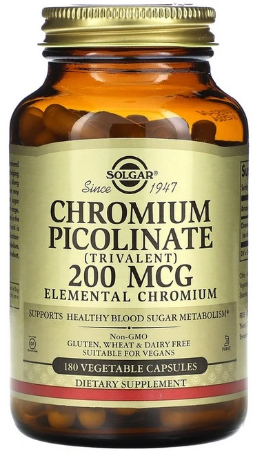 Solgar 크로뮴 피콜리네이트 200mcg 180 식물성 캡슐, 180개, 180정 - 쿠팡