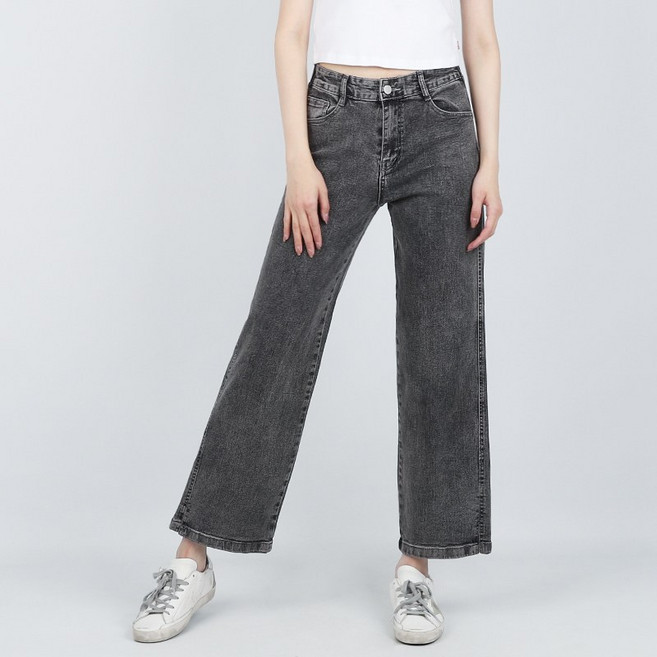 코너스톤 여성 청바지 허리밴딩 밑단 트임 와이드 W1D2351