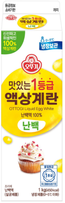 오뚜기 맛있는 1등급 액상계란 난백 1kg 살균 난백액 계란흰자, 9개
