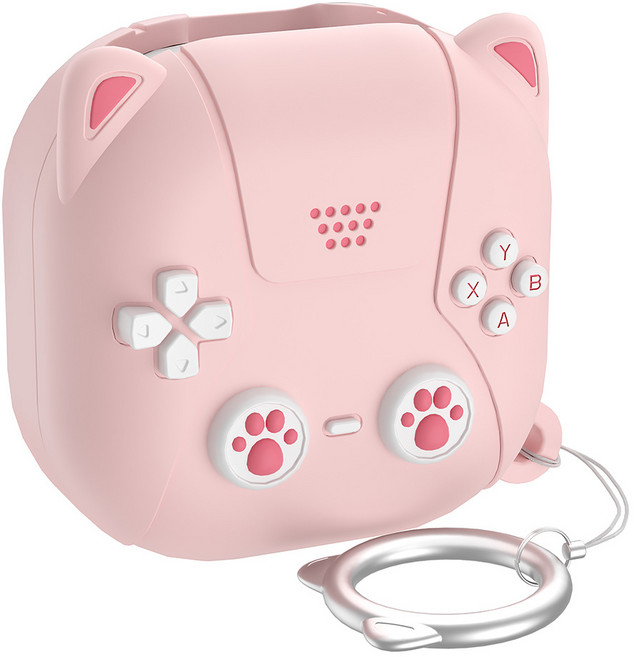 투에이비 갤럭시 버즈 실리콘 고양이 게임기 케이스, 1개, 핑크, 갤럭시 버즈 라이브/버즈2/프로/프로2/FE