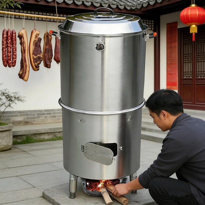 훈연기 전기 오리구이기 닭굽는기계 구이기계 회전식 업소용 통구이 숯 스텐 ., A. 34cm + 숯 1.5 - 2.5kg