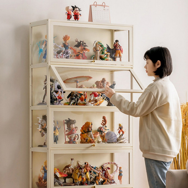 피규어 케이스 진열장 진열대 가방 보관함 아크릴 장식장 전시장 피규어 장식장 4단 800MM, 크림색