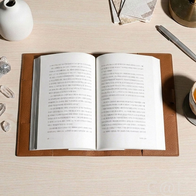 러빅 가죽 북커버 책 표지 보호 덮개 파우치, 1개, 브라운
