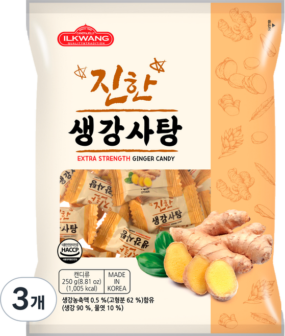 일광제과 진한 생강사탕, 250g, 3개