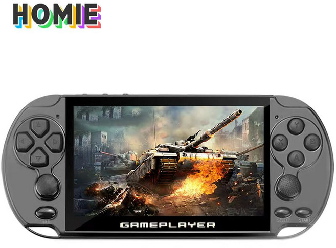 HOMIE 게임기 5.1인치 IPS 고화질화면 레트로게임기로 고전플레이로 순간 어린 시절 복귀휴대용 게임기로 수천가지의 게임한글인터페이스 x9plus, 검은색