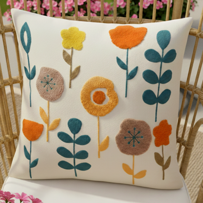 서플라이랩 북유럽 핸드메이드 플라워가든 쇼파쿠션 솜포함, 옵션9. 여름풀꽃