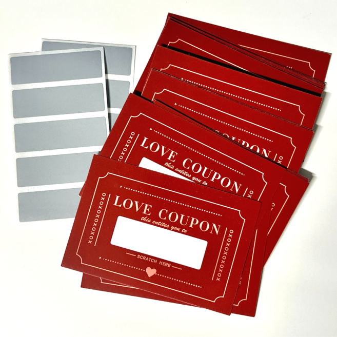 심플리비 러브 쿠폰 스크래치 복권 만들기 20매, 1세트, 와인