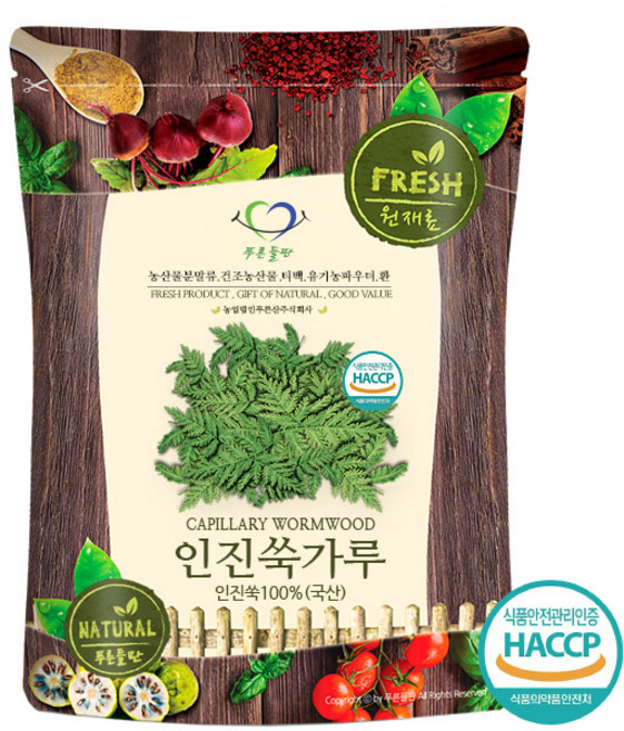 푸른들판 국내산 인진쑥 분말 가루 100% HACCP 인증, 1개, 500g