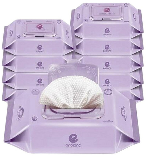 앙블랑 물티슈 세이프 바이올렛 캡형 74매X10팩 아기물티슈 434950, 10개, 74매입, 70g