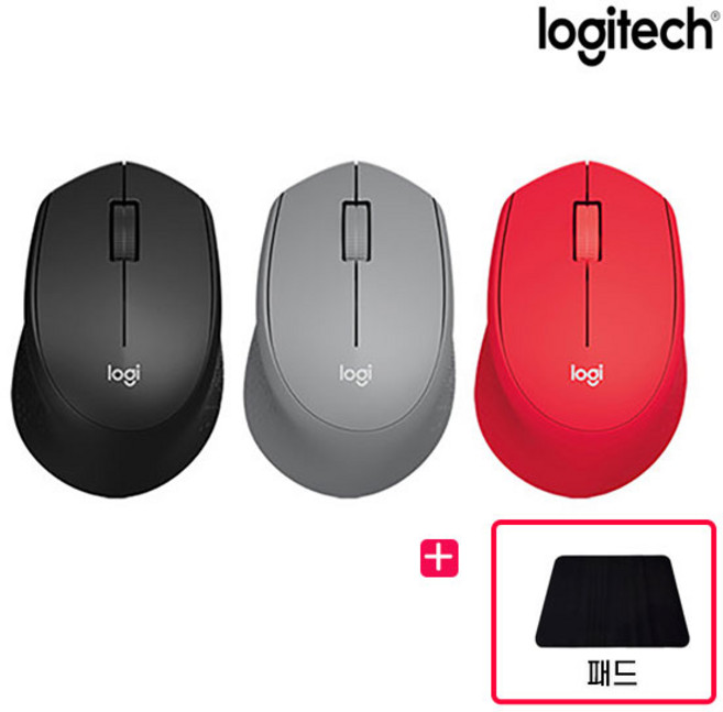 로지텍코리아 M331 + 마우스패드 사무용 업무용 무소음 무선 마우스, 그레이, M331+패드