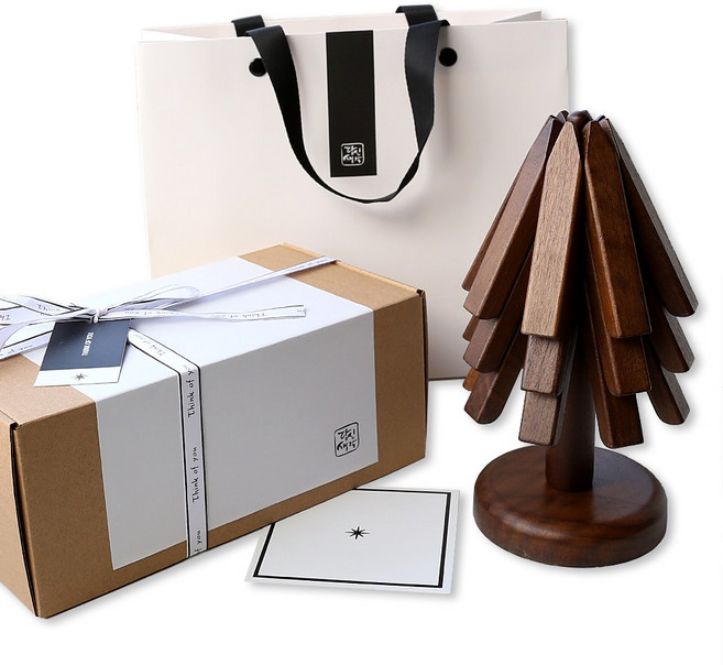 당신생각 트리 냄비받침 캠핑 냄비받침대 원목 우드 집들이선물 답례품, 1개, 다크(호두나무)