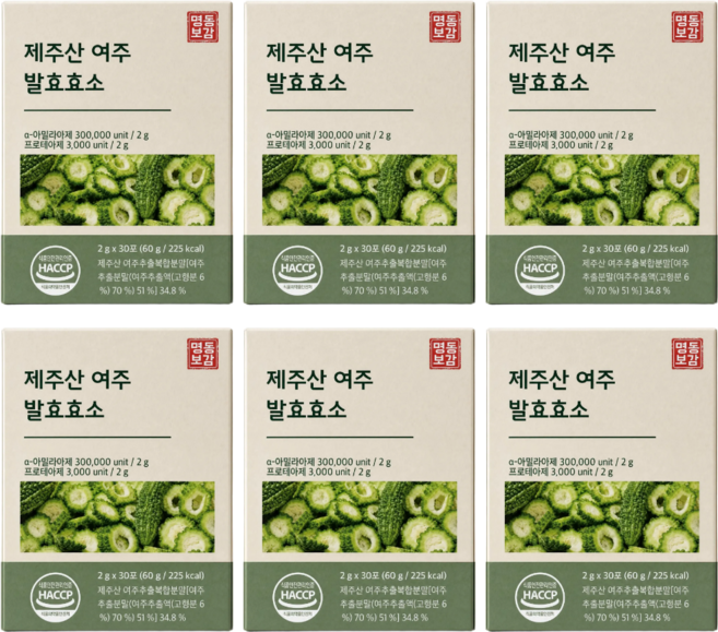 국산 여주발효효소 제주산 여주와 효소 식약청인증 여주 발효효소 분말, 6개, 60g