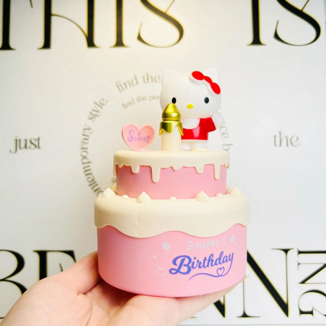 可愛卡通萌熊檯燈 學生宿舍學習用檯燈, 1個, Kitty-蛋糕臺燈玉桂狗包裝（送禮袋賀卡）