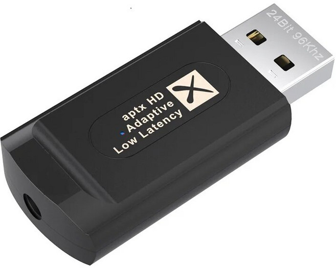 Bluetooth USB 오디오 송신기 오디오 동글 QCC3040 APTX 적응형/HD/낮은 대기 시간 3.5mm Aux in Mic(PS5/PS4/스위치/PC/TV용), KB9P 24비트, 하나, 1개