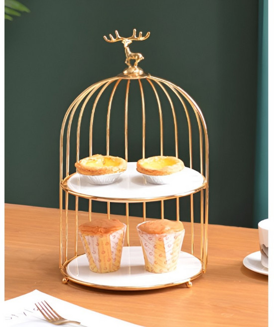 모던 홈카페 디저트 플레이트 애프터눈티 트레이 인테리어선반, 화이트 (2단), 1개