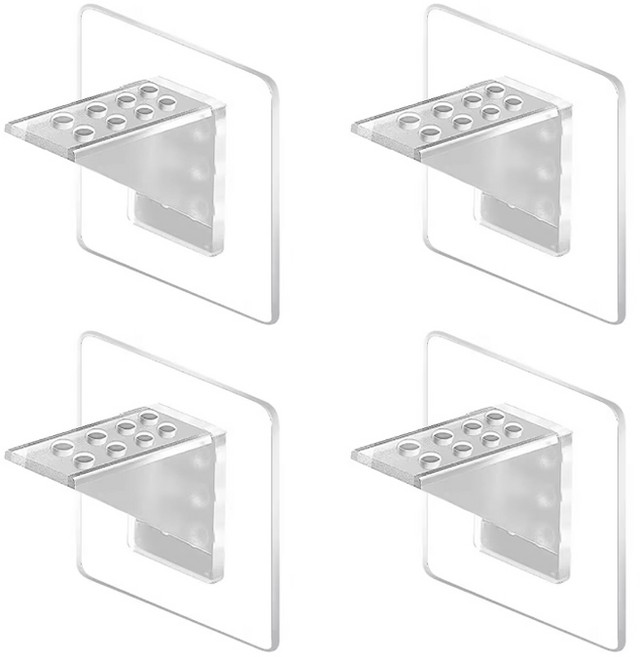 아띠꼴로 깔끔 고정 무타공 선반 브라켓 접착식 후크, 중형 7x7cm 4개, 2세트