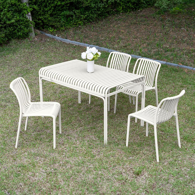 피카소가구 팰리마린 4인세트 6인세트 플라스틱의자 철재 야외테이블 카페 인테리어 야외 세트, 4인세트(테이블130), 팰리체어, 화이트