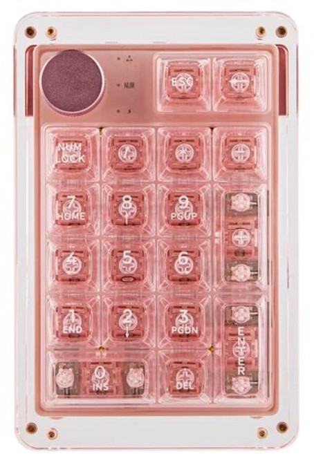 KiiBOOM Phantom 21 키붐 21키 블루투스 5.0 유무선 기계식 크리스탈 투명 키패드 정방향 스위치, Pink Rose Switch, Pink, 1) Pink, 제조사축