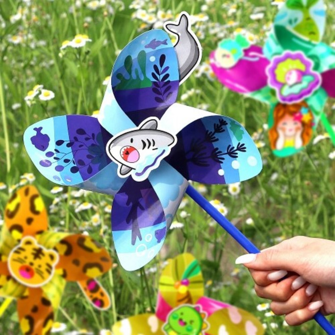 가을 만들기 놀이 키트 DIY 재료 대형 동물 바람개비, 호랑이   [W-06-304]