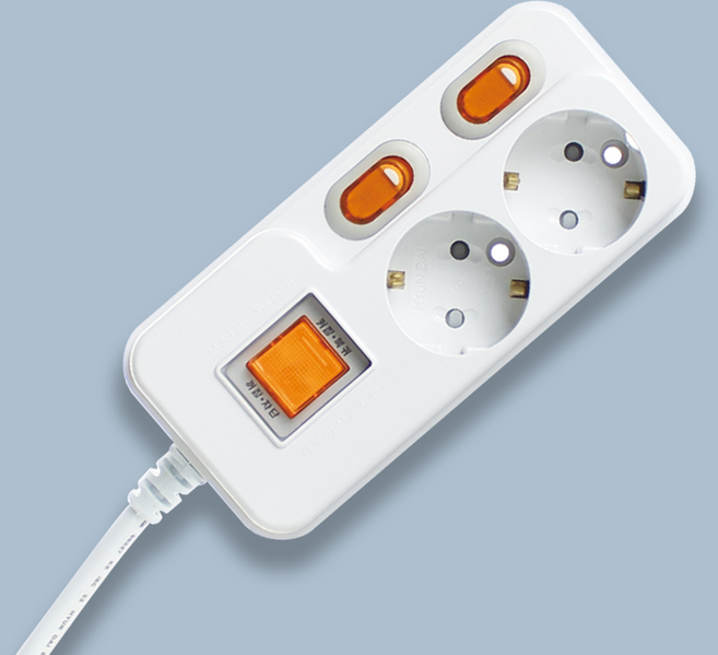 국산 개별 과부하차단 2구멀티탭 절전형 2구 콘센트, 화이트, 1개, 5m
