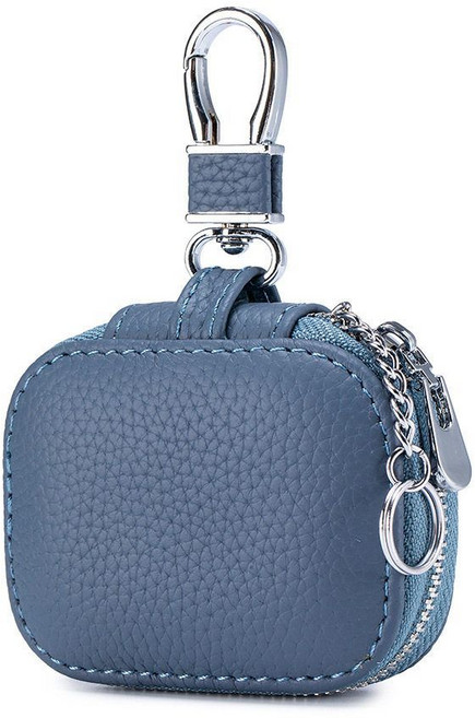 新款高顏值小巧鑰匙包 時尚迷你腰掛鎖匙包 適用於蘋果藍牙耳機保護套, 1個, 藍色普通版