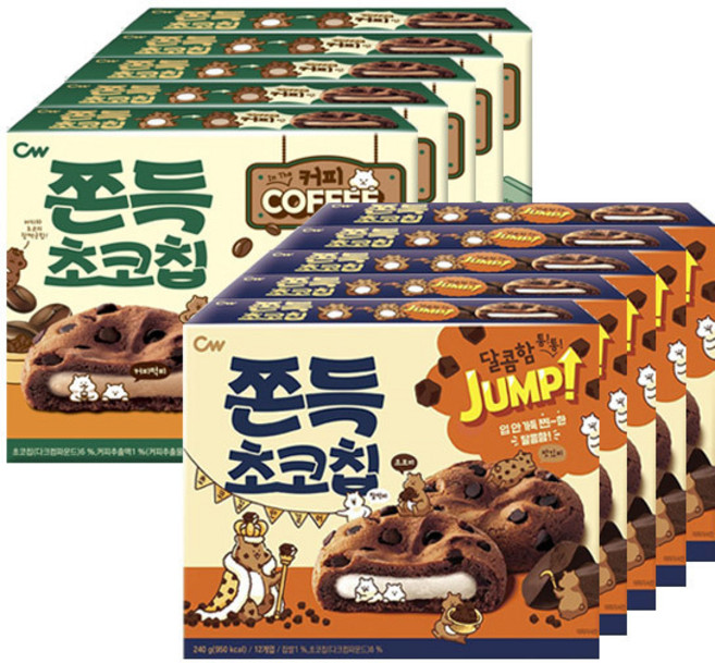 청우 쫀득초코칩240g+커피맛200g, 1세트, 각5개(총10개)